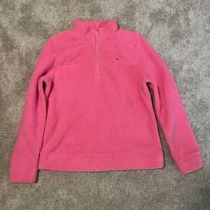 Vineyard Vines Pink Fuzzy Fleece Quarter Zip Sweatshirt Women's Size Medium